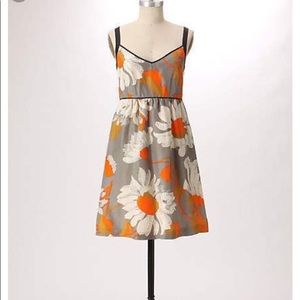 Anthropologie Silk Floral Dress Grand Gazania 10P